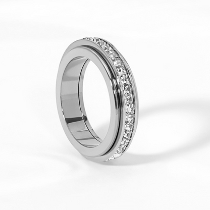 💍Titaaniteräksinen Pyörivä Spinnerisormus Zirkonialla