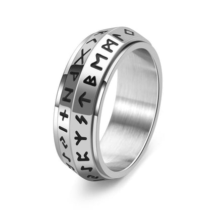 Titaaniteräs Viking Rune pyörivä sormus
