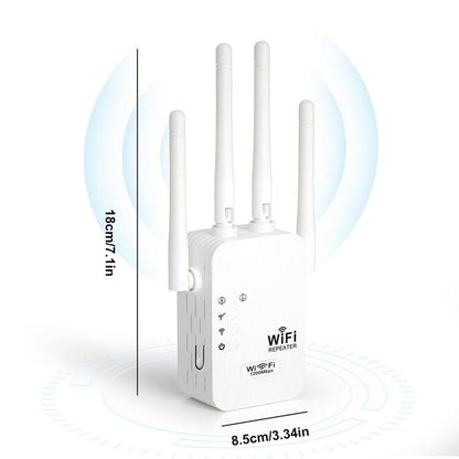 🔥2025 Hot Seller🎁 1200Mbps kaksikaistainen (5GHz/2,4GHz) WiFi-signaalin vahvistin kattaa jopa 930 neliömetriä Tukee 50 laitteen samanaikaista yhteyttä